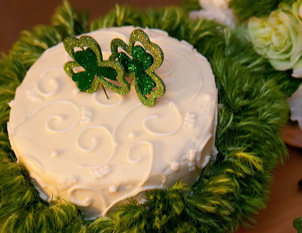 wedding cake with shamrocks