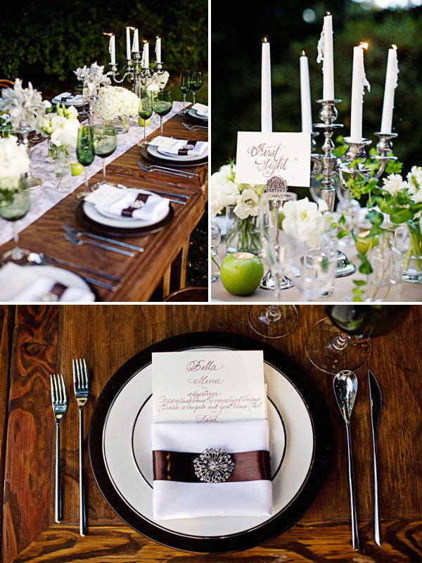 twilight wedding The main tablescape incorporates only allwhite flowers