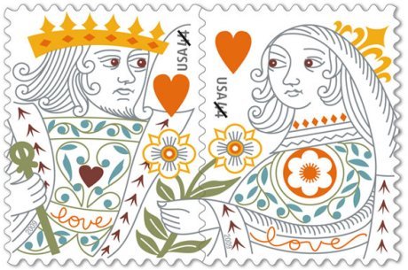 king and queen of hearts stamps