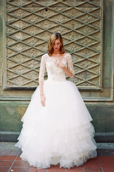 lace and tulle wedding gown