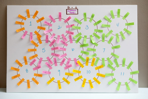 We found this simple yet genius DIY seating chart by Jen from 