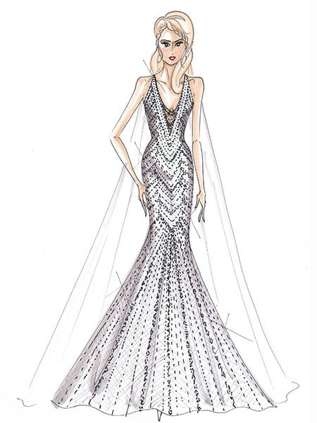 hayden panettiere wedding gown sketch