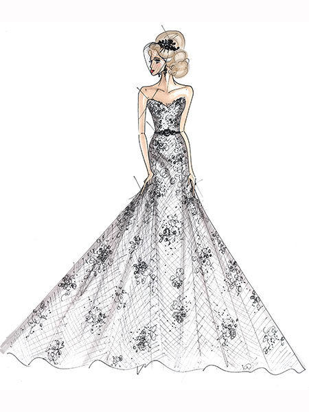 jessica simpson wedding gown sketch