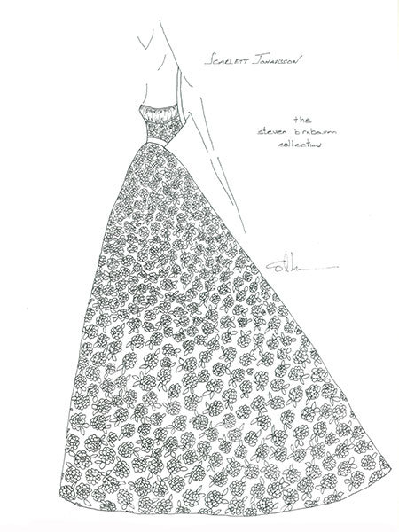 scarlett johannson wedding gown sketch