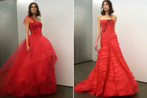 vera wang red wedding dresses Vera's collection celebrates the color of 