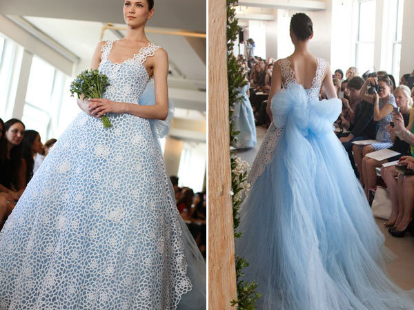 oscar de la renta blue wedding dresses 