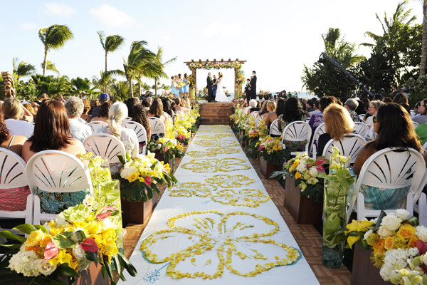 aulani resort oahu hawaii wedding Here Kelly and the groom 39s son walk down