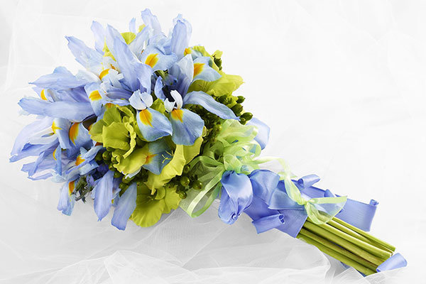 Iris flower light blue bouquet bridal