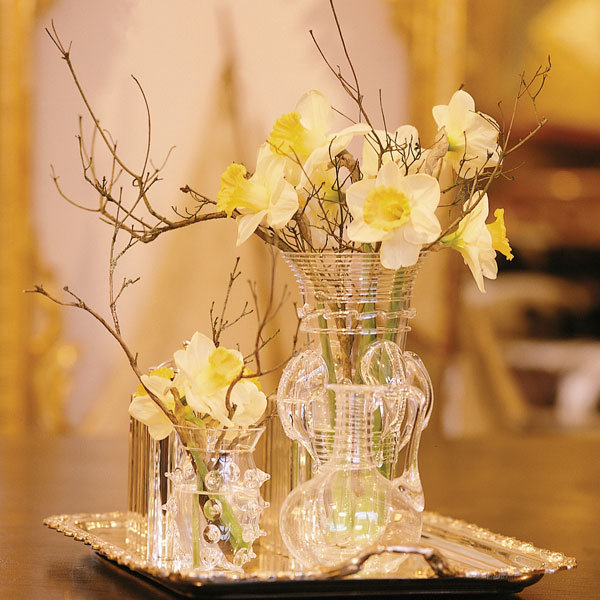 diy centerpiece with vintage vases