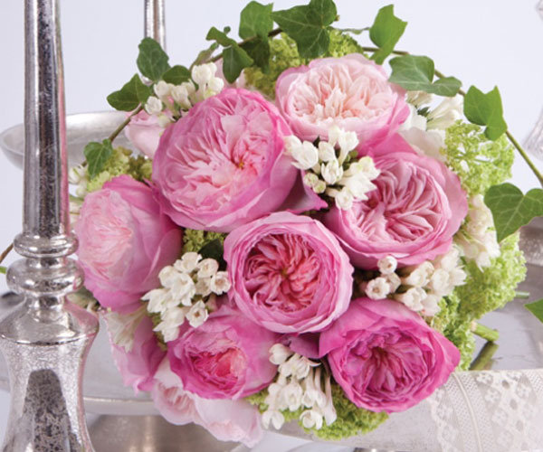 pink english rose centerpiece