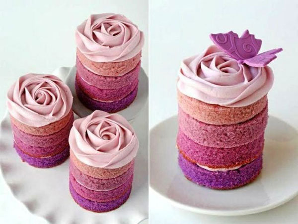 ombre mini wedding cakes