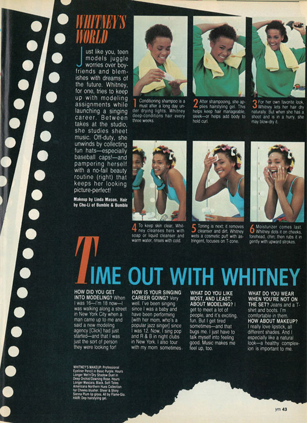 whitney houston modeling ym magazine 1982
