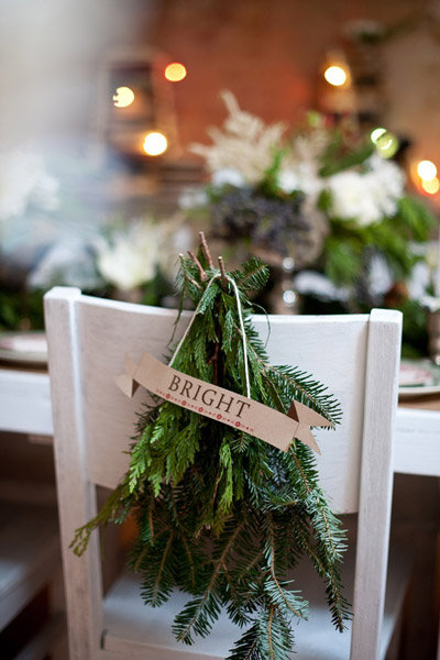 fir chair winter wedding decorations