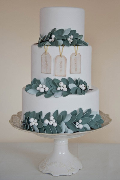 torta de la boda de la boda del invierno mistletoe