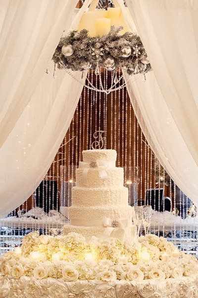 cake backdrop winter wedding decoration
