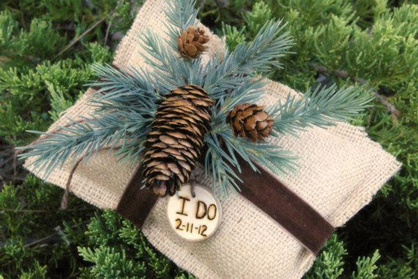 burlap rustic ring bearer pillow