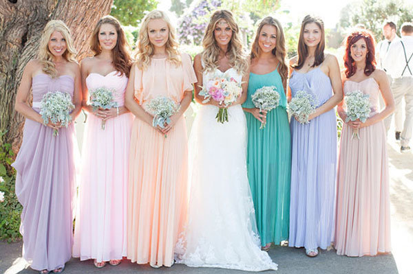 fall wedding and bridesmaids dresses