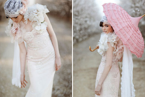 modern romance bride in a claire pettibone gown 