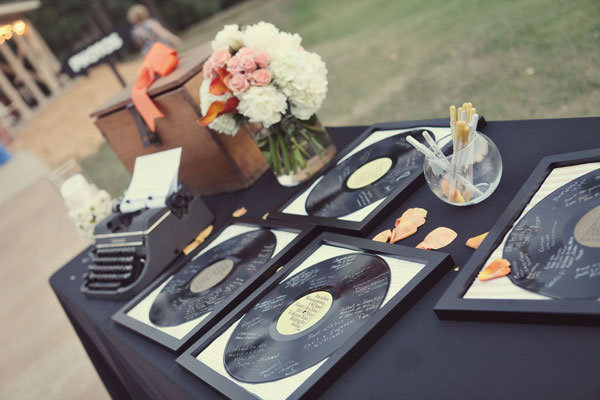 vinyl records wedding guest book