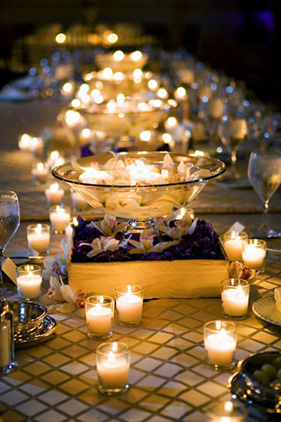 wedding lights anf flowers centerpeice