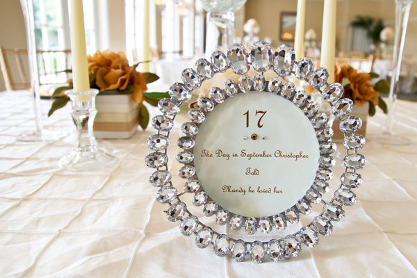 Table numbers with fun facts about the couple serve as a great 