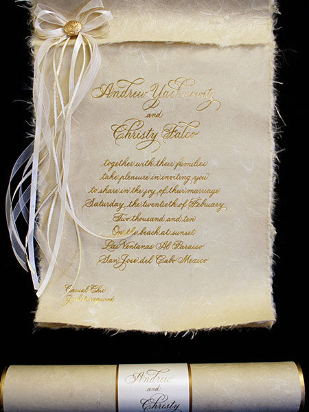 natural scroll invitation arlene segal