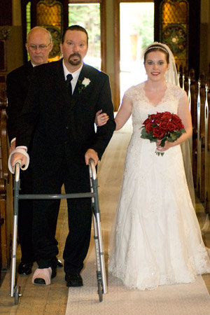 vicky walking down the aisle with her dad