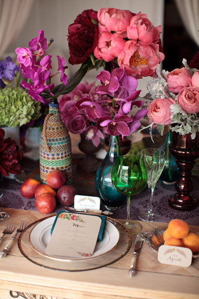 purple wedding centerpiece Created by Dolce Designs Studio photographed by