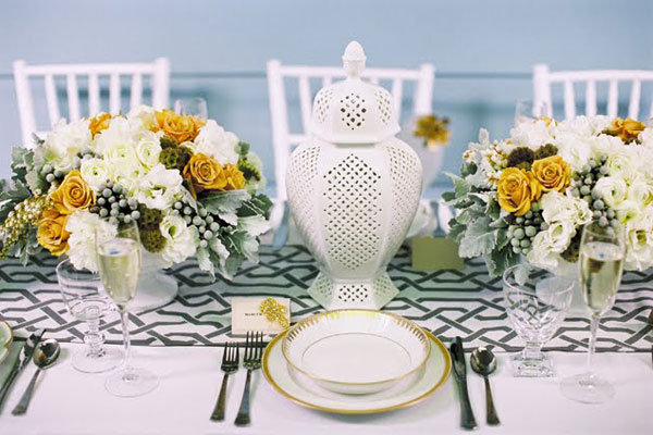 wedding centerpiece in muted colors