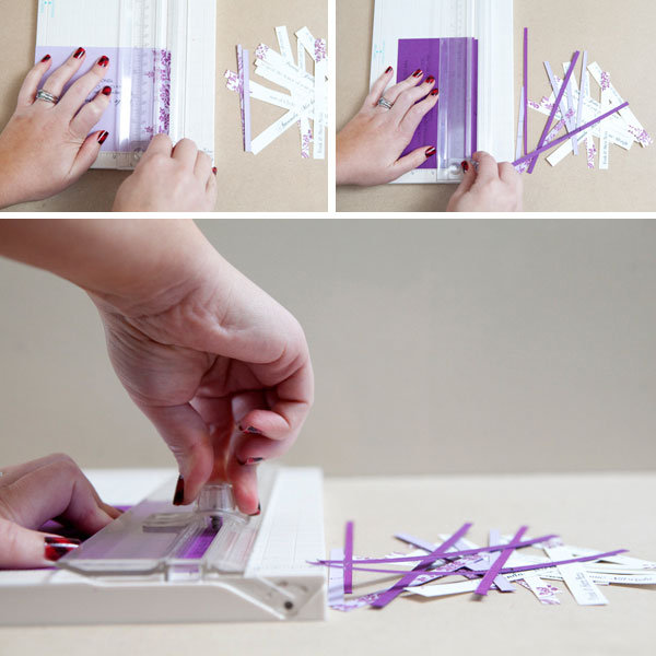 cutting the strips of invitation 