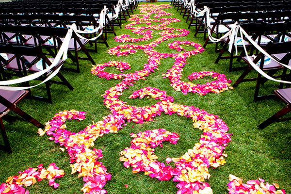 swirls wedding ceremony aisle decor Photo Credit Nikki Khan