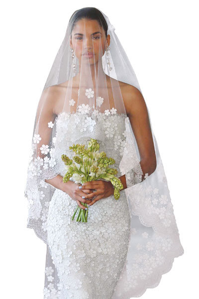 oscar de la renta bridal veil