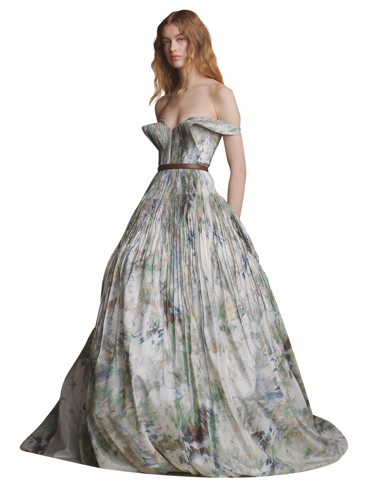 green wedding gown