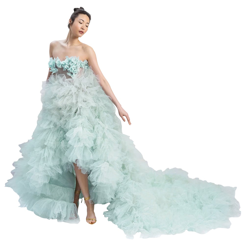 green wedding gown
