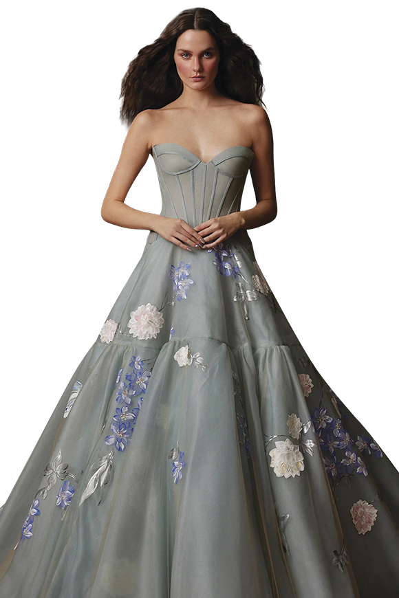 green wedding gown