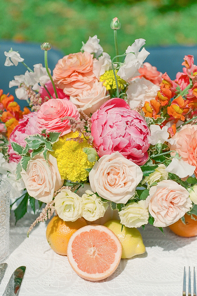 orange blue wedding decor