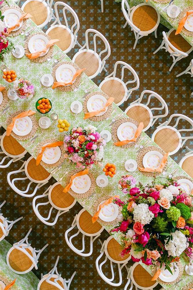 orange wedding reception tables