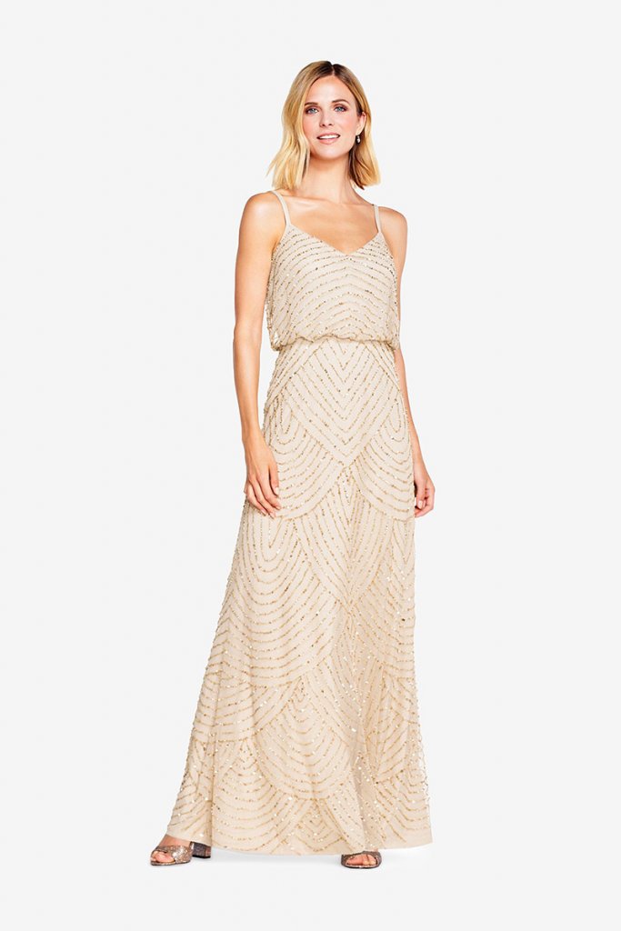 Adrianna Papell deco champagne dress