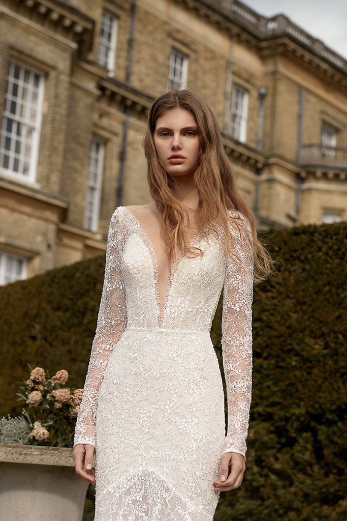 gala galia lahav sheer shimmer long sleeves