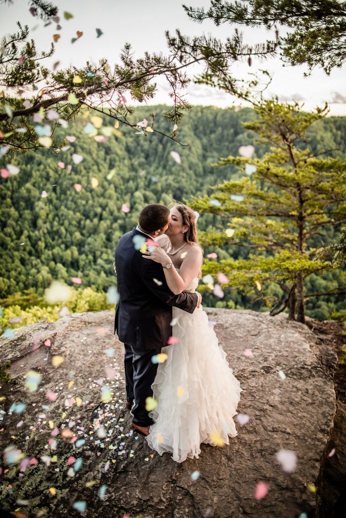 Heart confetti wedding photo