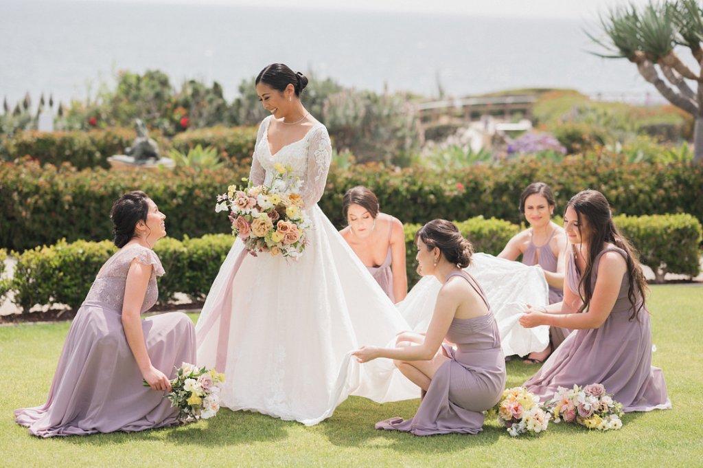 bride with bridesmaids