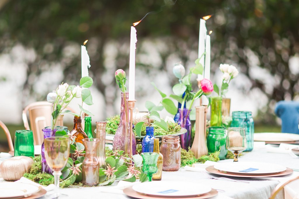 Eclectic wedding centerpiece