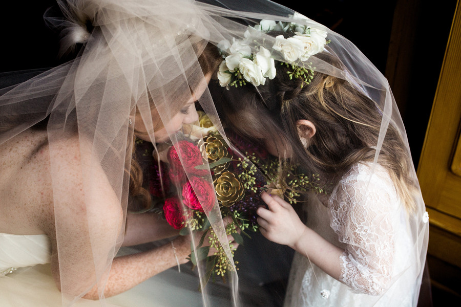 Bride and flower girl