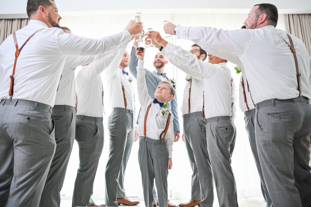 Groom and groomsmen toast