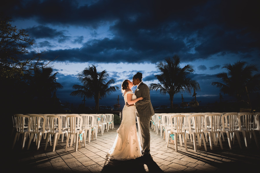 Nighttime wedding photo