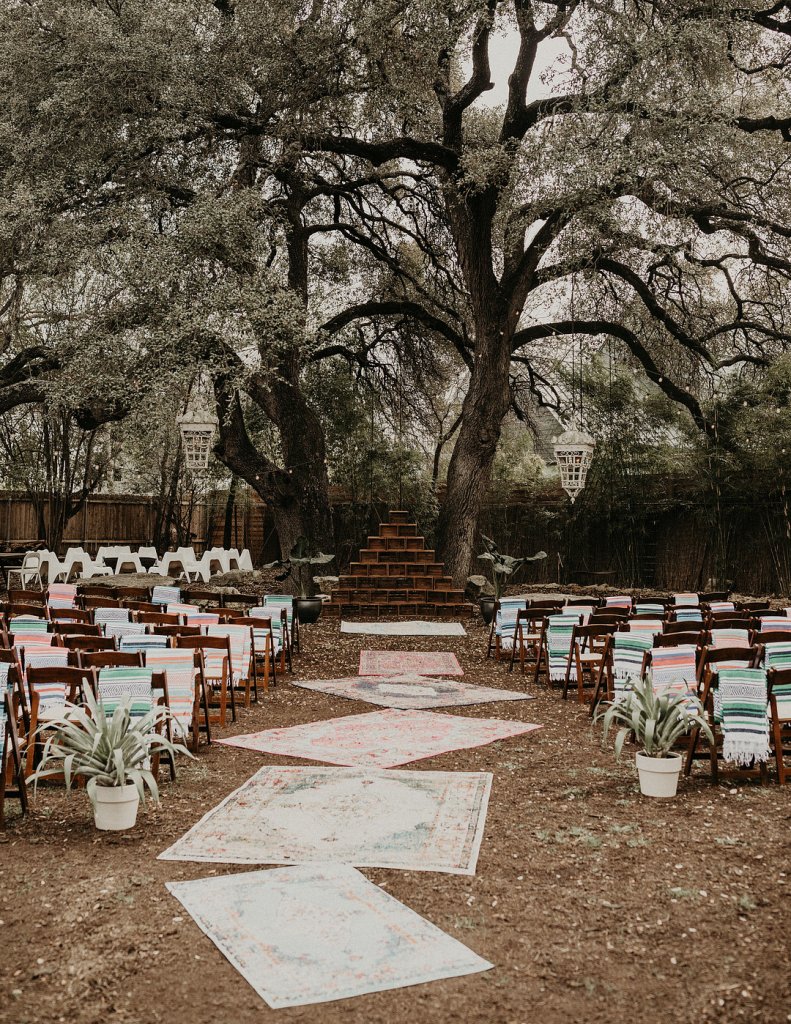 Area rugs as wedding ceremony aisle runner