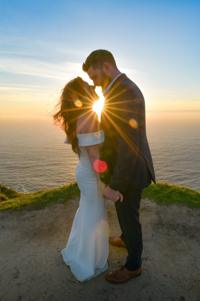 Sunset wedding photo