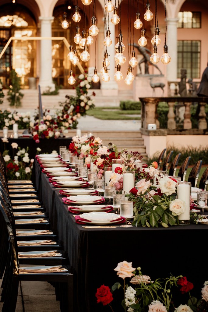 glam wedding reception decor