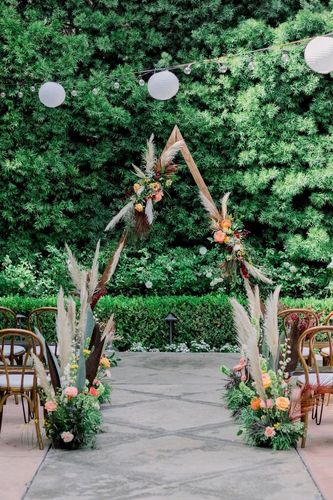 Boho wedding ceremony decorations