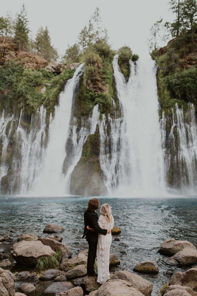Waterfall wedding photo